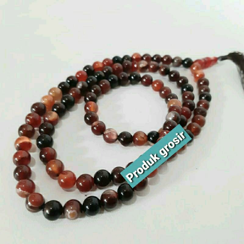 Tasbih batu aki sulaiman madu 8mm 99butir natural