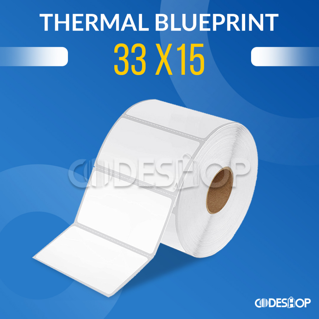 Stiker Barcode Label Thermal BLUEPRINT Ukuran 33 x 15 1 line 500 pcs