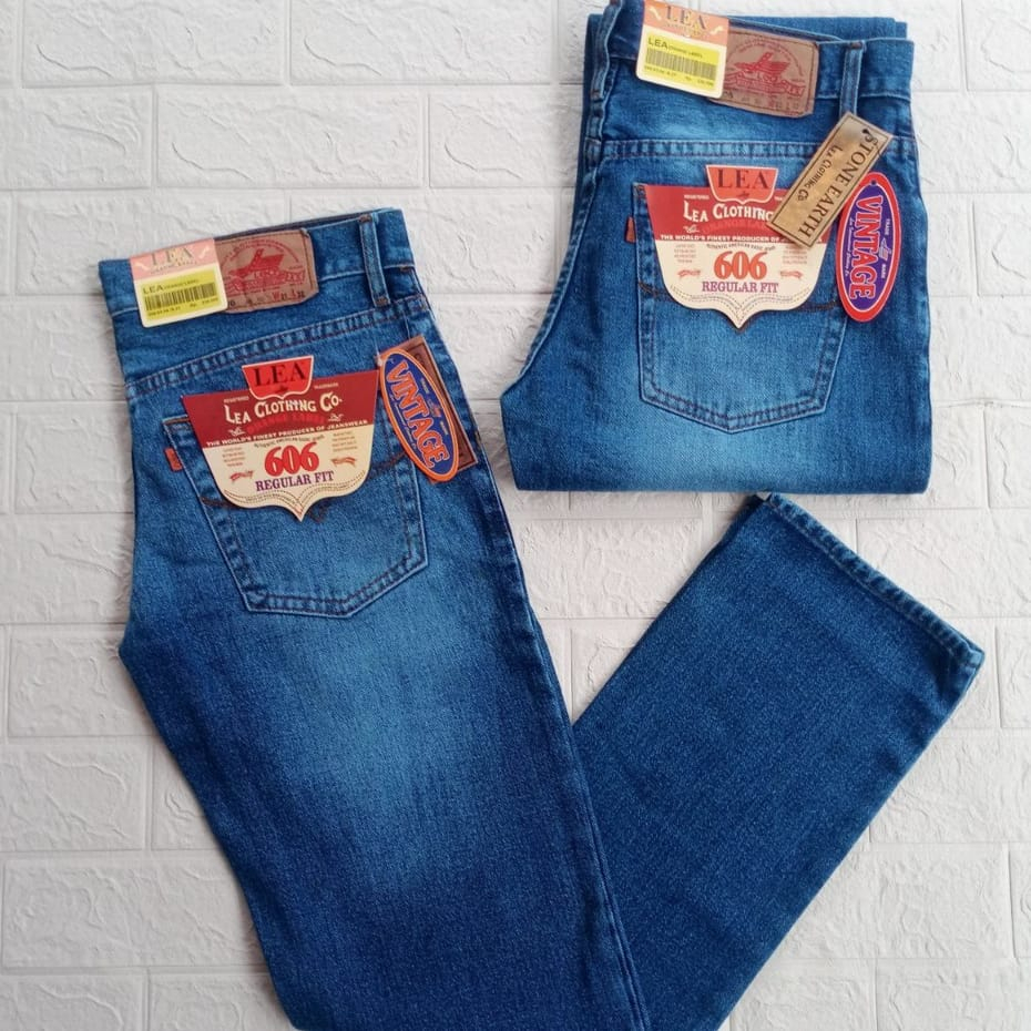 Celana Jeans Pria LEA 606 Original Denim Standart Reguler Panjang