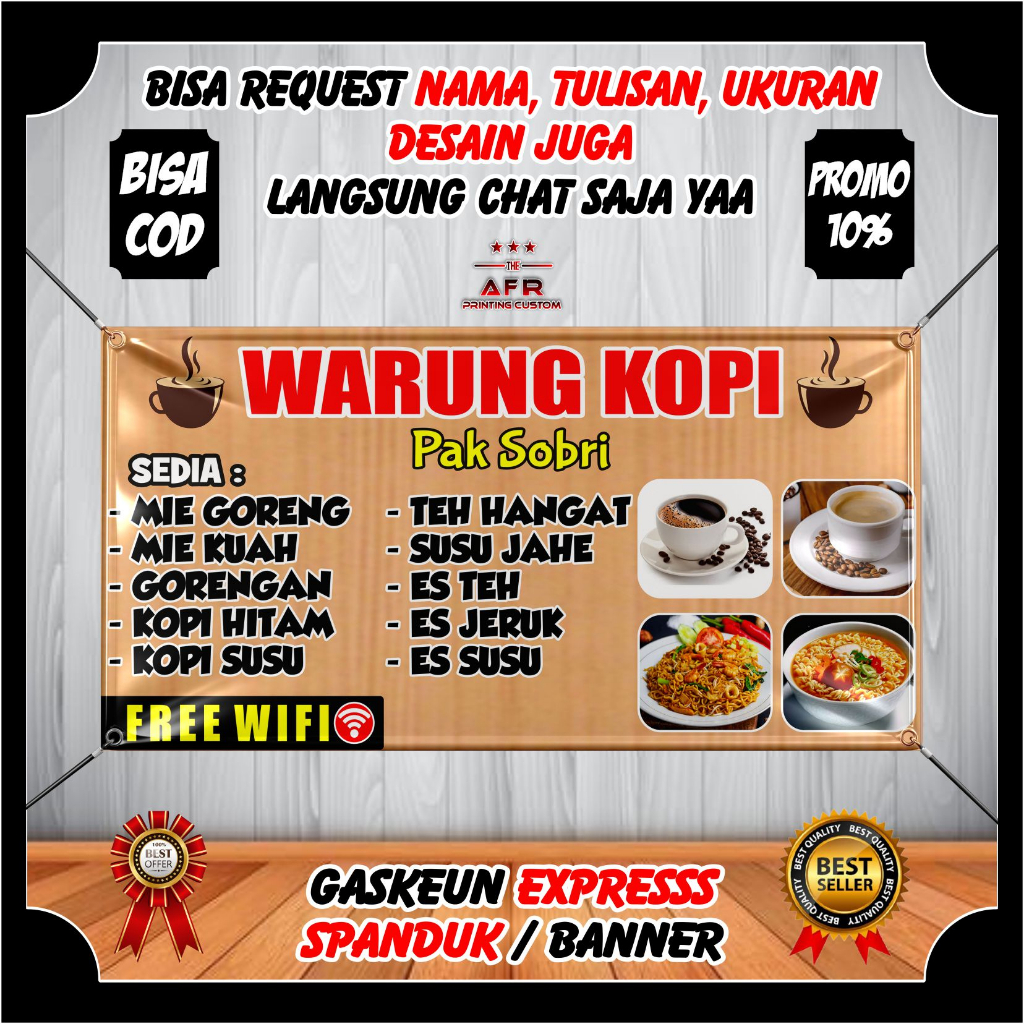 Spanduk Warkop Warung Kopi / Banner Warung Kopi Warkop Murah Berkualitas