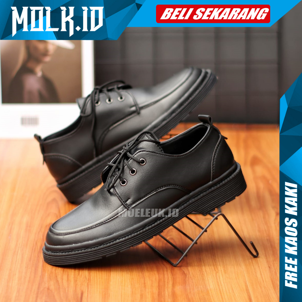 MOLK Sepatu Pantofel Pria Hitam Casual Formal Kerja Kuliah