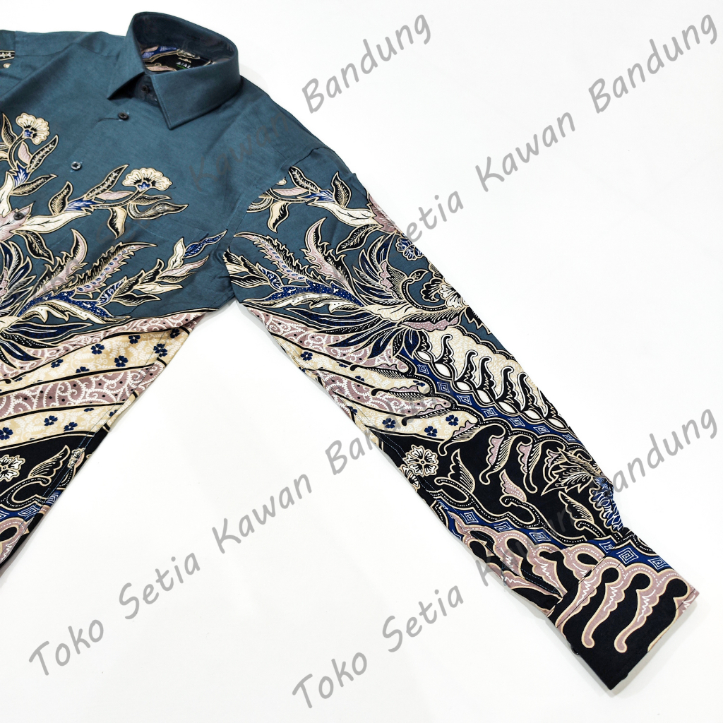 Kemeja ALISAN Batik SLIM Fit Lengan Panjang ( Seri 10700 ) - HIJAU SAGE &amp; HIJAU BOTOL