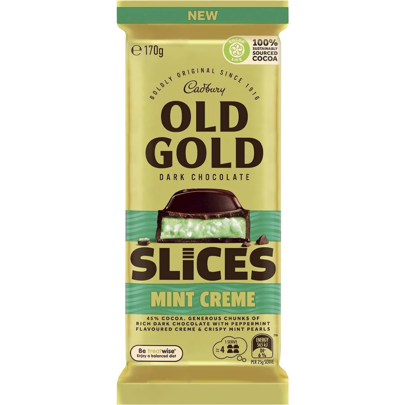 

Cadbury Old Gold Mint Crème Slices 170g - Australia