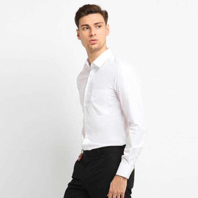 Baju Kemeja Pria Putih Lengan Panjang / Baju Kerja Pria Polos / Atasan Pria Formal