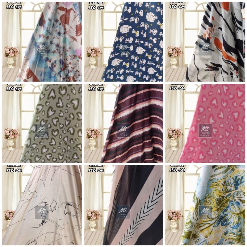 Kain Katun Rayon Motif Viscose Premium (harga 0,5 meter) D