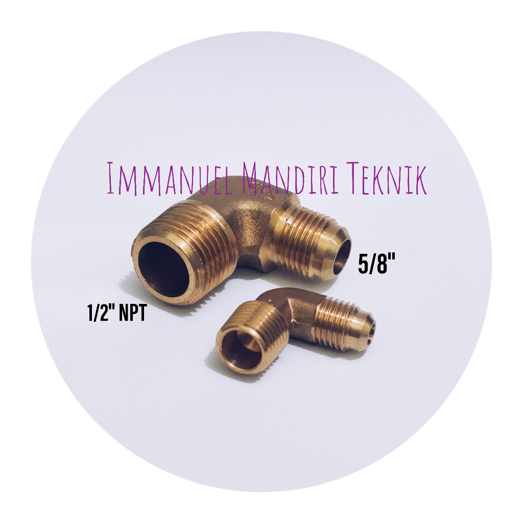 Male connector elbow NPT 1/2 x 5/8 / Nepel pipa tembaga ac elbow
