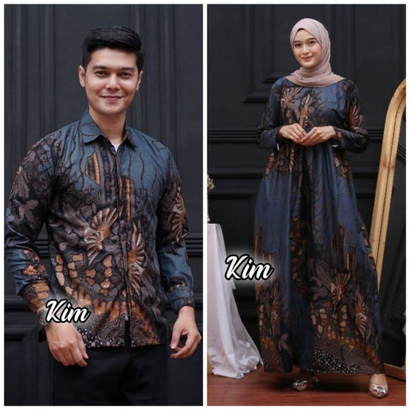 Batik couple - baju batik keluarga moderen gamis wanita kemeja lengan panjang terlaris standart jumb