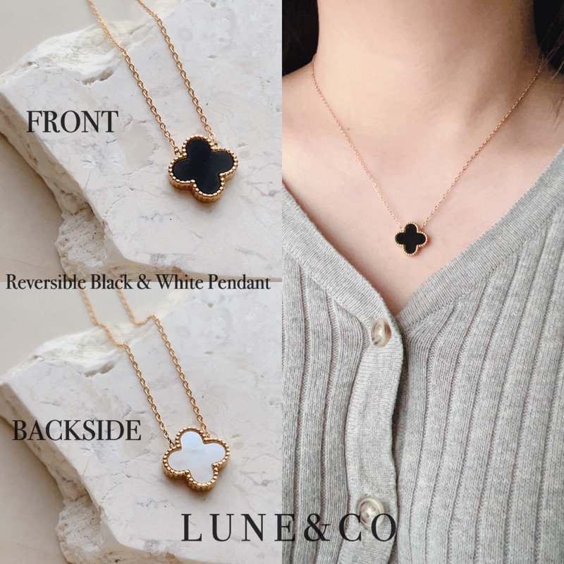Kalung Clover Simple Bolak-balik Titanium KS100