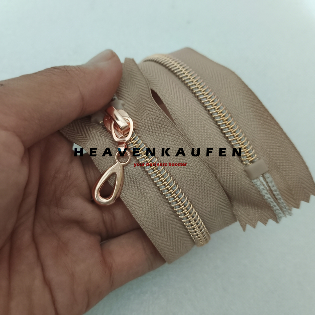 Resleting Zipper Ritsleting 25 cm Cream - Rose Gold Type Gigi Halus Coil Set Close-End