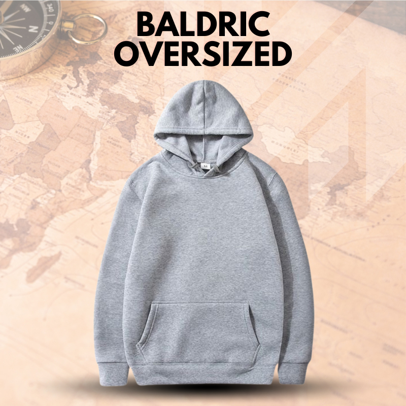 BALDRIC OVERSIZED Jaket Hoodie Oversize Pria Cowok Wanita Abu Abu Distro Tebal Premium Original