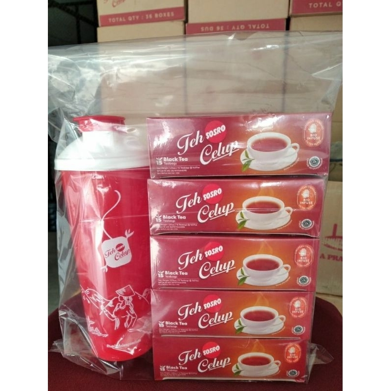 

5kotak Teh Celup Sosro TBB15 teabags plus tumbler cantik