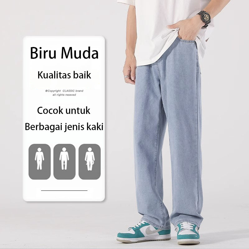 Celana Jeans Pria Blue Celana Panjang Pria Murah Oversize Loose Pants Celana Kulot Boyfriend Jeans Dewasa Korean Style Straight Baggy Pants Celana cowo Jumbo