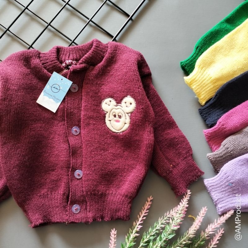 sweater jaket rajut bayi 0-6 bulan