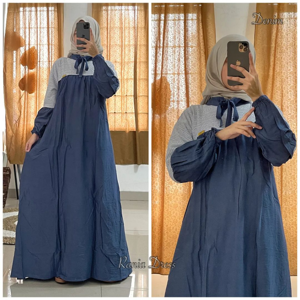 GAMIS WANITA RANIA DRESS NJ BAHAN POLO LINEN MIX BRUKAT MALIKA LD 100 - 120 CM PB 138 CM GAMIS WANITA TERBARU 2023 KEKINIAN // DRESS LINEN JUMBO // MAXY DRESS WANITA KEKINIAN // PAKAIAN MUSLIM WANITA