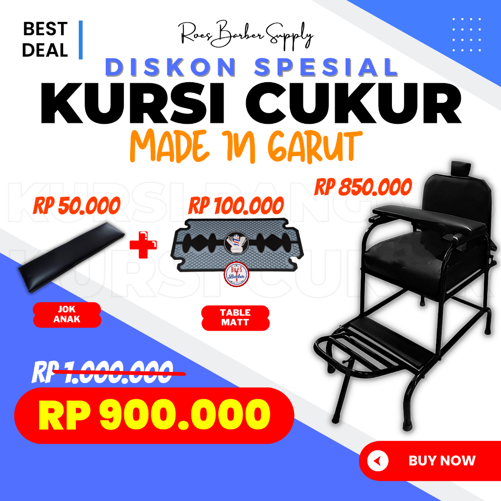 Kursi Pangkas / Potong Rambut + Jok Anak Untuk Cukur Barber dan Barbershop