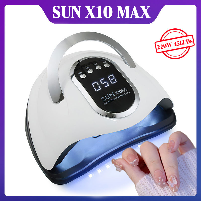 SUN X10 Max 220W 45LEDs Dalam Full Hitam Lampu Pengering Kutek Gel Led UV Nail Lamp Alat Pengering Kutek Gel