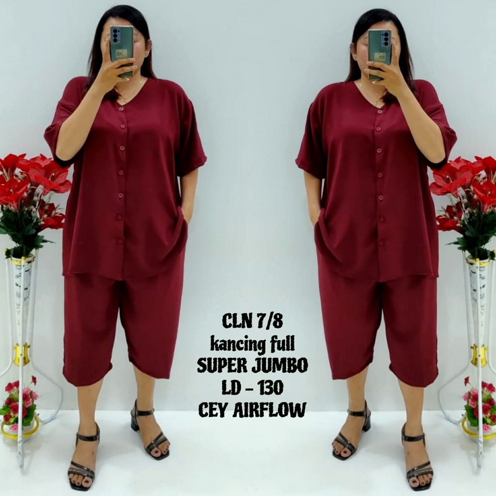 CNC - Stelan Viral Wanita Dewasa Terbaru/Stelan Celana 7/8 5XL Cringkel Cey Airflow Model 018 Dan 001