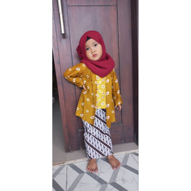 SET KEBAYA ANAK MOTIF JUMPUTAN UMUR 3-13th