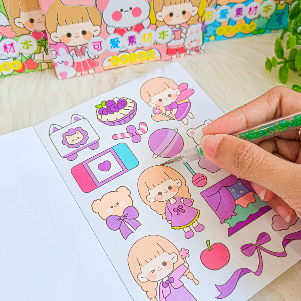 PAKET STICKER BENTUK SPIRAL KODE SZ-55 (Isi 50 lembar) STIKER ADA TALI UNIK ALAT JURNALING LUCU IMUT KARAKTER GAMBAR