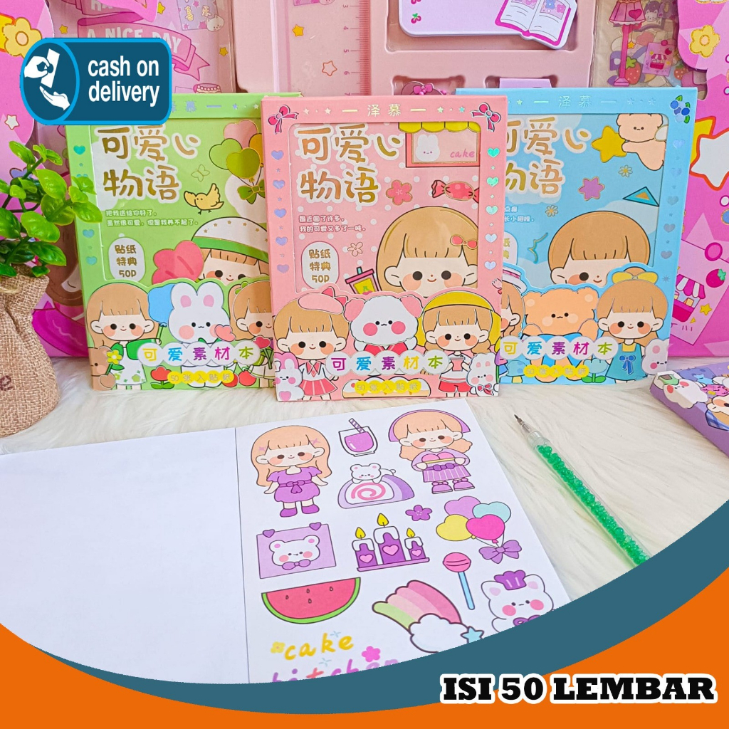

Sticker Bentuk Notebook Kode SZ-55 (Isi 50lembar) Daily Manual Cute Pattern Decorative Tape Sticker Gift CRAFT