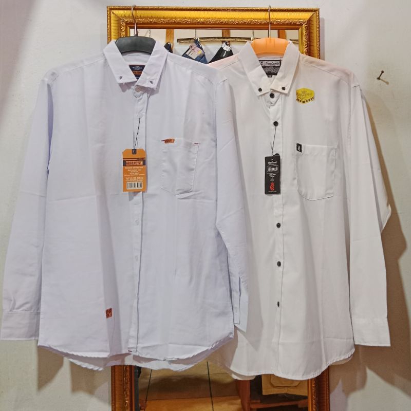 Kameja Putih polos Pria Lengan panjang