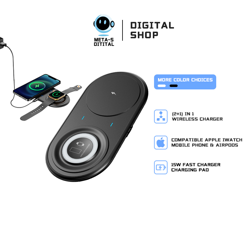 (2+1) IN 1 WIRELESS CHARGER CHARGING PAD FOR MOBILE DEVICES 15W TOTAL