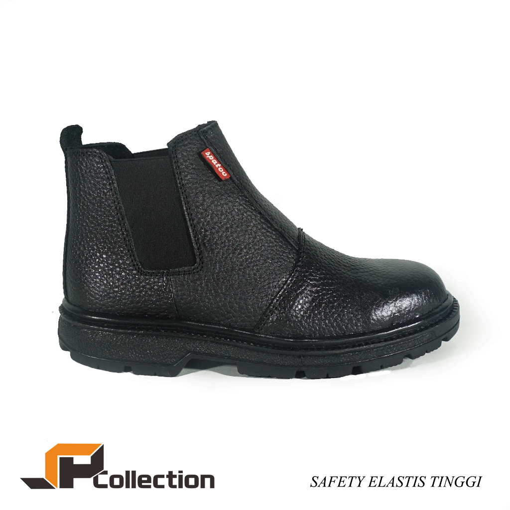 Sepatu Safety Pria Model Boots Elastis Bahan Kulit Asli Kulit Jeruk Original Ada Besi di Ujung Sepatu nya Sepatu Safety Elastis Tinggi Spatoo