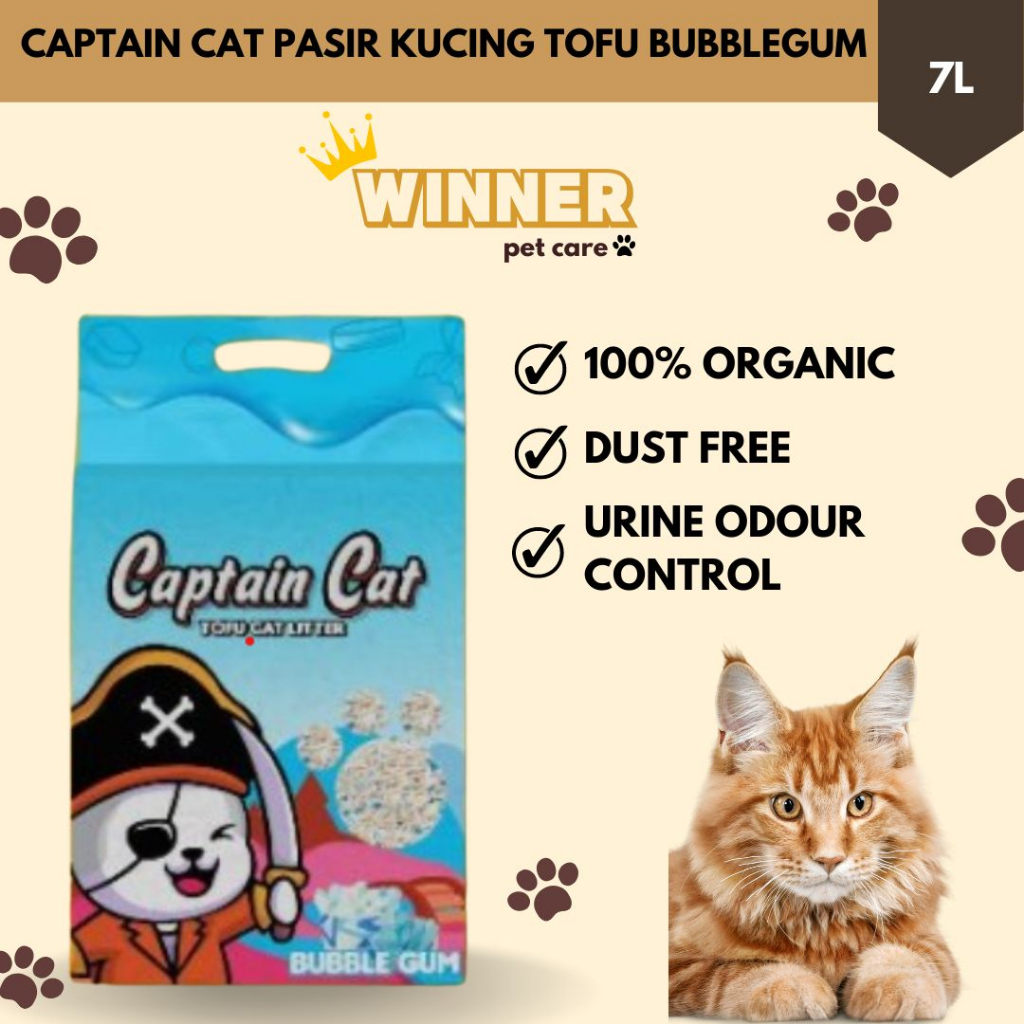 Captain Cat Pasir Kucing Cat Litter Tofu Bubblegum 7L