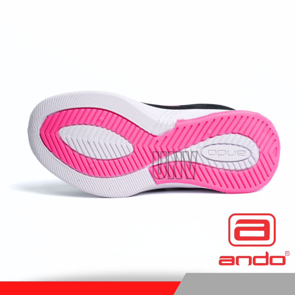 Sepatu Sekolah Anak Perempuan Ando Hitam Pink Perekat Usia 4 5 6 7 8 Tahun Sneakers Kets Olahraga PAUD TK SD Tanpa Tali