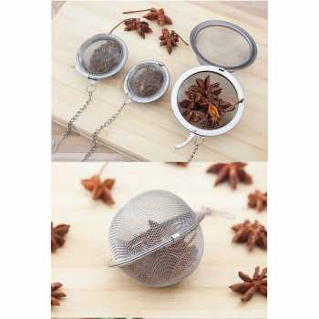 Stainless Steel Filter Saringan Teh Reusable Tea Infuser Strainer / Saringan Teh Kopi Rempah Bumbu Herbal Stainless Anti Karat Aman Berkualitas Murah Multifungsi / Saringan Daun Teh Bulat Bola Ball Spice Seasoning Strainer / Tea Infuser Alat Penyaring Teh