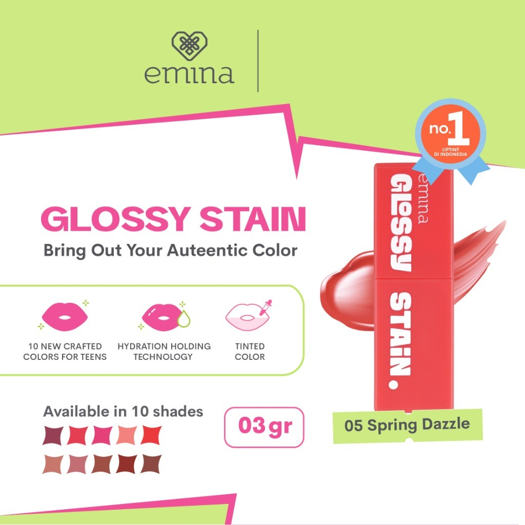 EMINA Glossy Stain Lip Gloss BPOM ORIGINAL / Tahan Lama BY AILIN