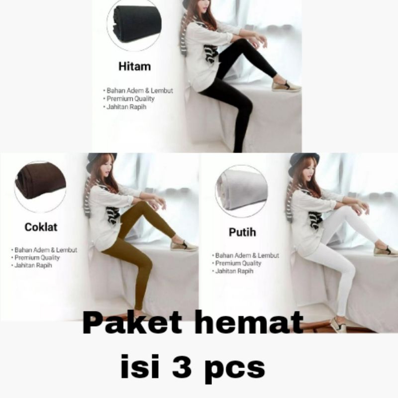 PAKET HEMAT ISI 3 PCS Celana Legging Bahan Kaos Rayon Legging Panjang Kaos Rayon