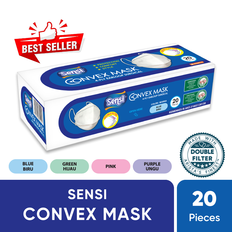 MASKER SENSI CONVEX MASK 4 PLY ISI 20 PCS WARNA RANDOM