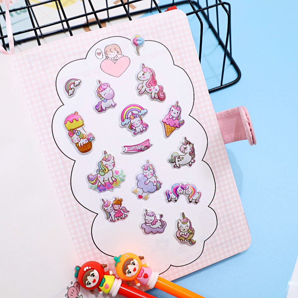 (ISI 1-3 PCS ) Stiker Timbul Mainan Anak-Anak Import Foam Glitter Karakter Kartun 3D Lucu Buat Hadiah Sticker