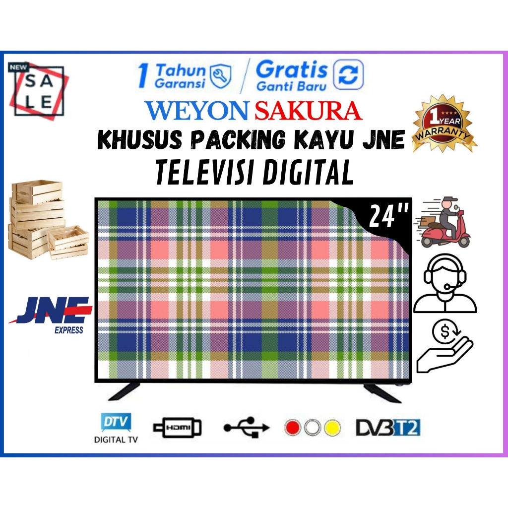 {PACKING KAYU} WEYON TV LED 24 INCH DIGITAL FULL LAYAR ORIGINAL Garansi 1 Tahun MONITOR/CCTV/TV LED