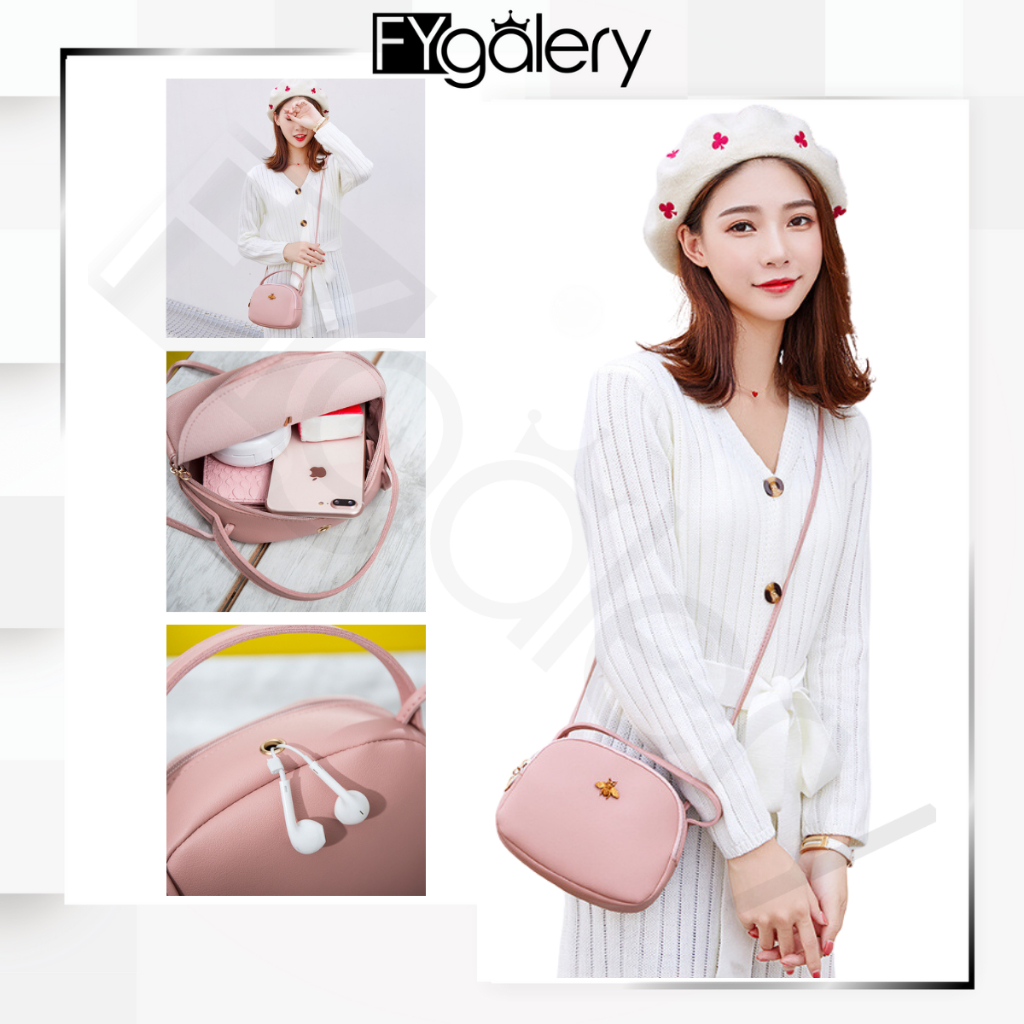 FYGALERY FYG1272 Tas Selempang Wanita Oval Mini Motif Lebah Slingbag Woman Fashion Murah