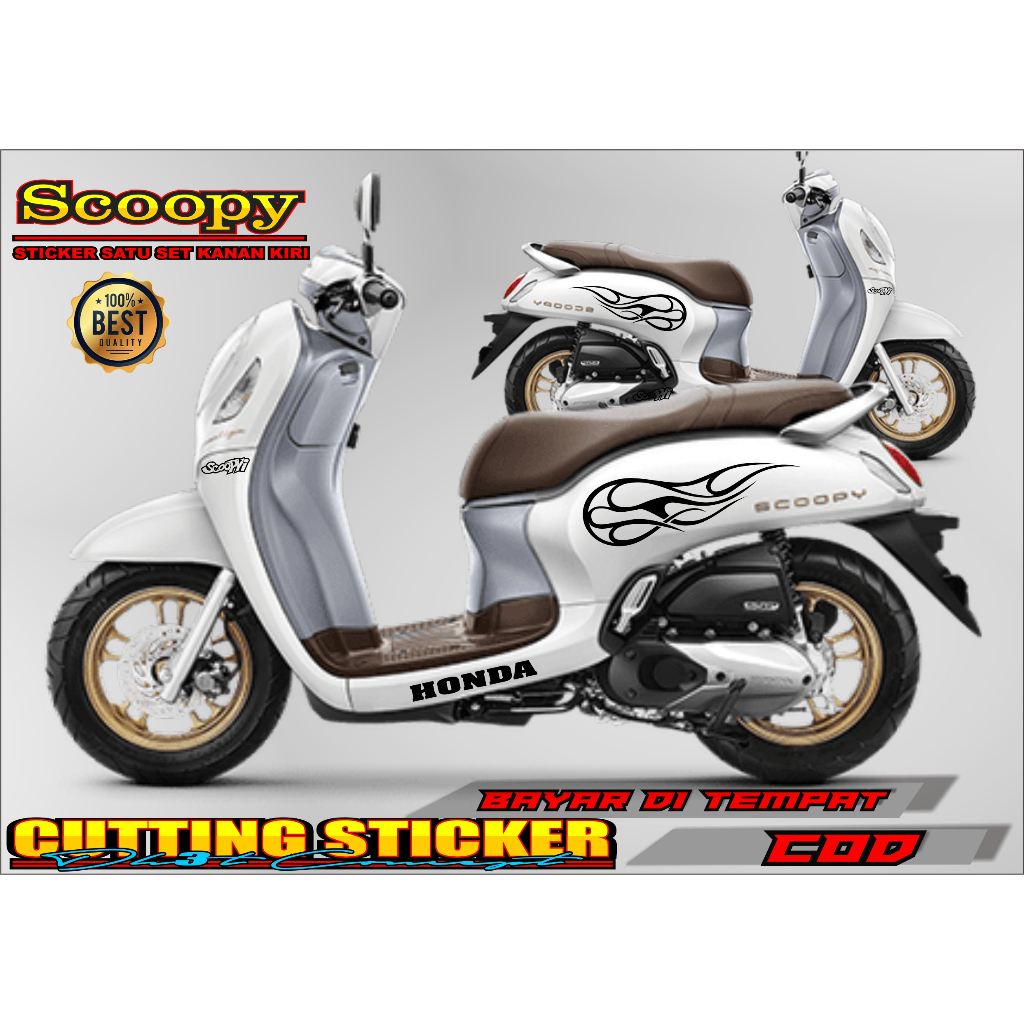 STICKER SCOOPY BOLA API STRIPING MOTOR STICKER MOTOR KEREN SCOOPY 2021