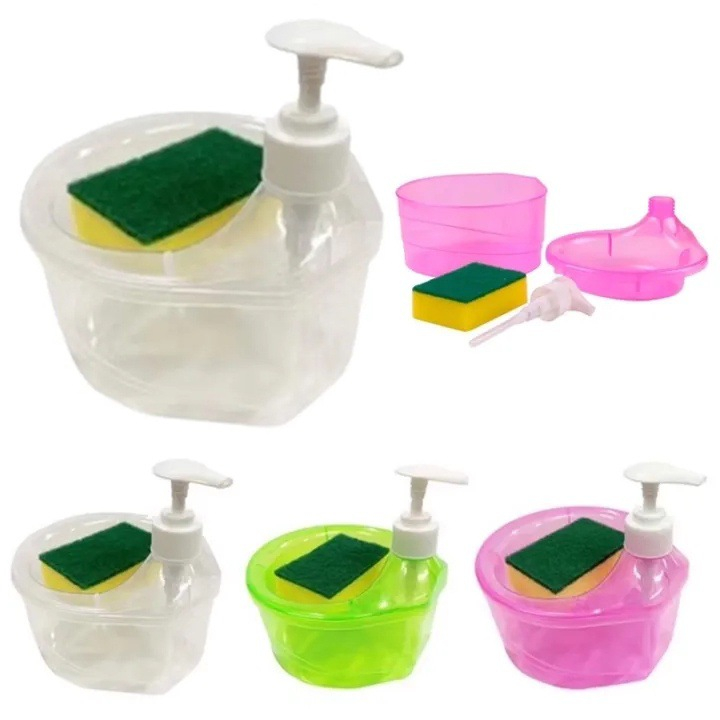Lumayan_Banget Tempat Sabun Cuci Piring Viral 1000Ml+Spons/Wadah Sunlight Model Bulat &