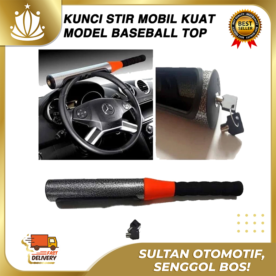 KUNCI STIR MOBIL BASEBALL PUTAR MERAH KUNING PENGAMAN MOBIL SAFETYLOCK