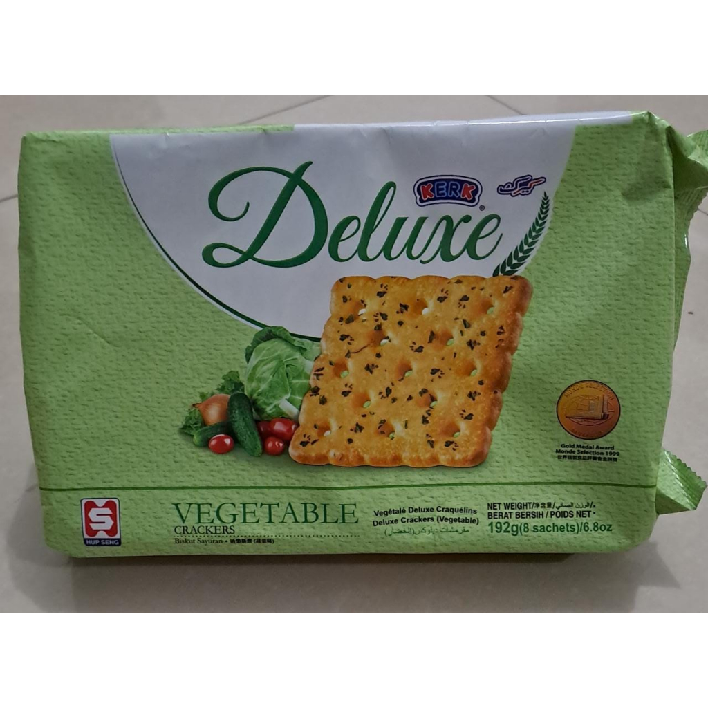 

Roti Kering Cracker Deluxe Rasa Sayuran / Biscuit Vegetable Crackers Deluxe 192GR