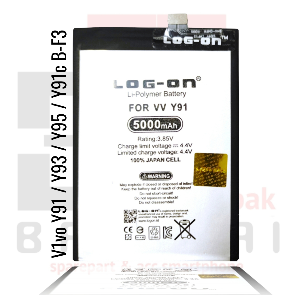 LOG - ON Baterai Vivo Y93 B-F3 / 1814 / 1815 Double IC Protection Battery Batre