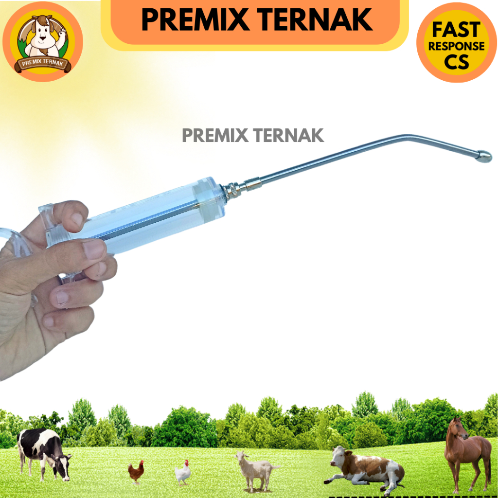 ALAT CEKOK SAPI 50ml dan100ml - Dengan Needle Drench (Besi Cekok) Panjang 20cm