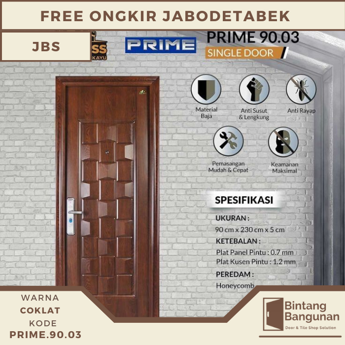 Pintu Kamar | Pintu Rumah Baja Fortress PRIME 90.03 - 90x230