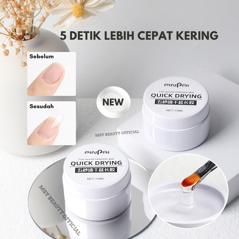 MSY QUICK DRYING GEL UV/POLYGEL EXTENSION /Nail Gel Builder / Gel Extention 15ml / Lem Aksesoris Nail Art