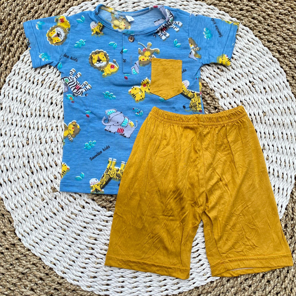 Setelan anak unisex motif fullprint premium variasi saku setelan anak ASYAM BABY