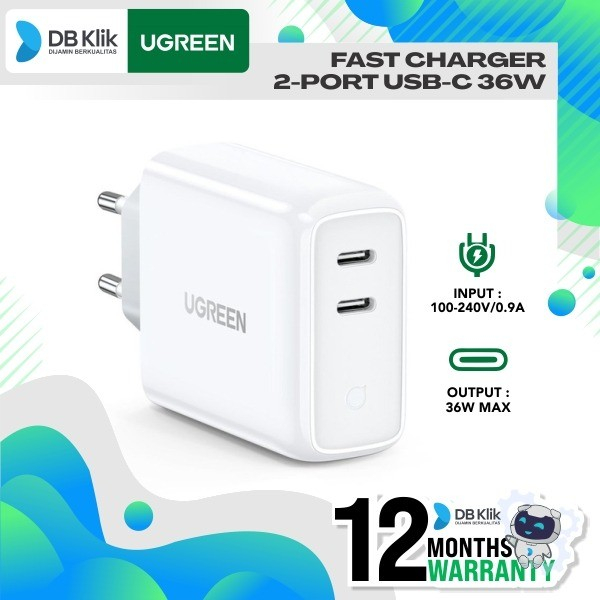 Fast Charger UGreen Dual Port USB-C / USB-C 36W (70264)