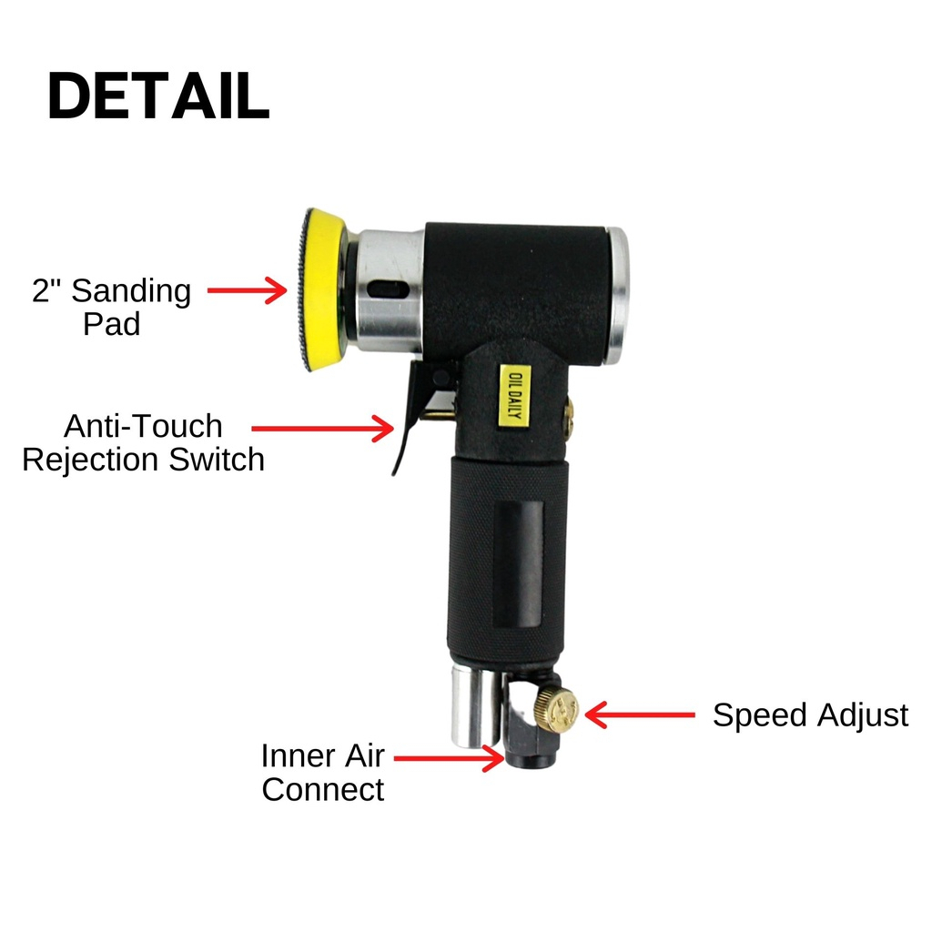 Mini Air Angle Sander 90°Pneumatic Orbital Polishing Grinding Machine Polisher Poles Mesin OKK