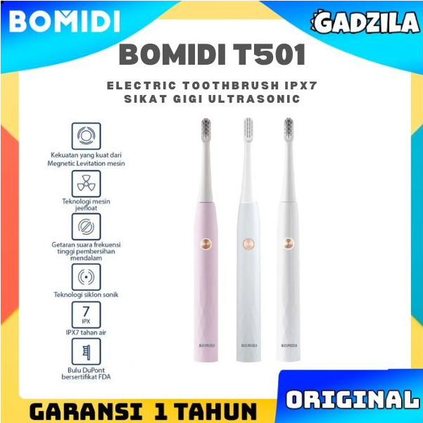 BOMIDI T501 Electric Toothbrush Sikat Gosok Gigi elektrik Listrik Ultrasonic Soft Bristle Couple IPX7 Automatic Timer