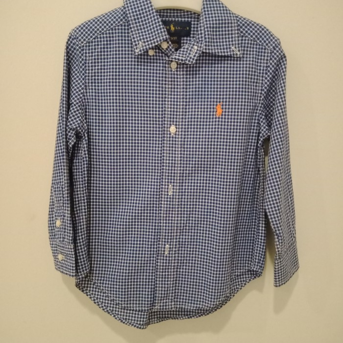 Preloved Atasan kemeja anak laki kotak kecil Polo Ralph Lauren 3years