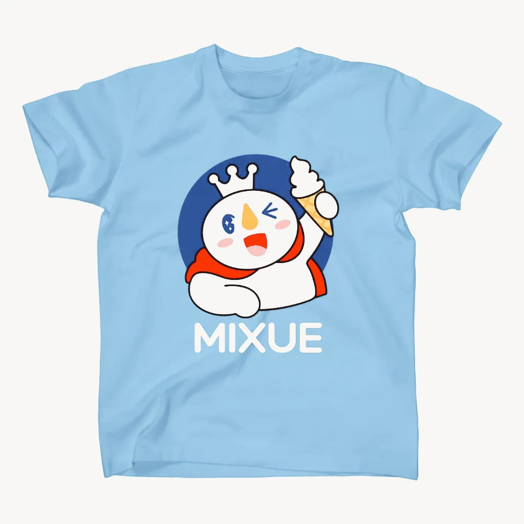 Kaos sablon dtf unisex gambar mixue viral usia 1-7 tahun